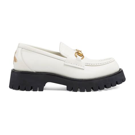 gucci loafers black and white|Gucci white loafers women's.